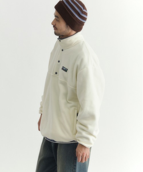 CAMP7（キャンプセブン）の「【CAMP7】フリース ハーフスナップ ロゴ トレーナー (クリーンなデザイン / 高保温性 / ドロップショルダー)（スウェット・メンズ・オフホワイト/グレー/ブラック・S/L/XL/M）」の11枚目の写真