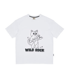 WILDROCK（ワイルドロック）の「ロマンを追い求めるデブネコニャンパ Tシャツ_ホワイト（Tシャツ/カットソー）」
