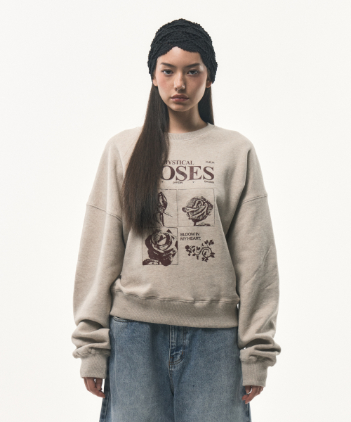 FOR THE WEATHER(フォーザウェザー)の「スタッズローズスウェットシャツ(ベージュメランジ)(スウェット・レディース・その他・ONE SIZE)」の1枚目の写真