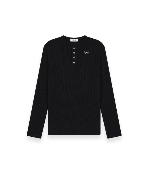 R-4(アールフォー)の「R-0036 / R4-SIGNATURE HENLEY NECK LONGSLEEVE(BLACK)(Tシャツ/カットソー・メンズ・ブラック・SMALL/MEDIUM/LARGE)」の1枚目の写真