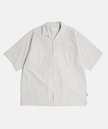 ESPIONAGE | 2 Pocket S/S Work Shirt Brown Stripe(シャツ/ブラウス)
