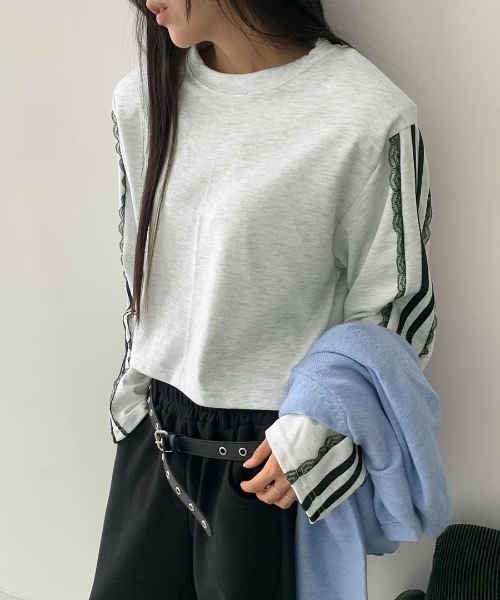Riff(リフ)の「サイドレースライントップス(Tシャツ/カットソー・レディース・ブラック/ライトグレー/ネイビー・FREE)」の10枚目の写真