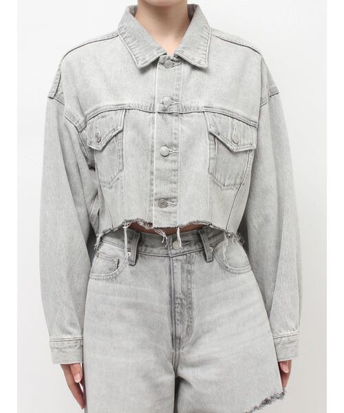 EVRIS（エヴリス）の「ヴィンテージライクカラーデニムブルゾン【セットアップ着用可能】（デニムジャケット・レディース・インディゴブルー/グレー/ブルー・FREE）」の14枚目の写真