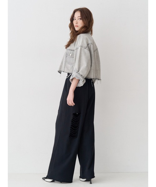 EVRIS(エヴリス)の「ヴィンテージライクカラーデニムブルゾン【セットアップ着用可能】(デニムジャケット・レディース・インディゴブルー/グレー/ブルー・FREE)」の17枚目の写真