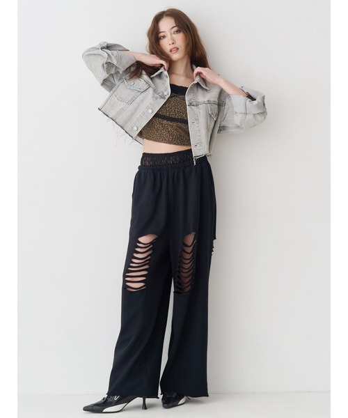 EVRIS(エヴリス)の「ヴィンテージライクカラーデニムブルゾン【セットアップ着用可能】(デニムジャケット・レディース・インディゴブルー/グレー/ブルー・FREE)」の16枚目の写真