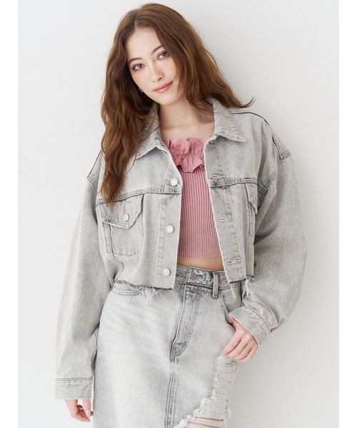 EVRIS(エヴリス)の「ヴィンテージライクカラーデニムブルゾン【セットアップ着用可能】(デニムジャケット・レディース・インディゴブルー/グレー/ブルー・FREE)」の10枚目の写真