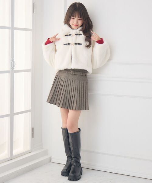 ems excite（エムズエキサイト）の「FファーリボンバックルJK（その他アウター・レディース・チャコールグレー/ナチュラル/ベージュ・FREE）」の11枚目の写真