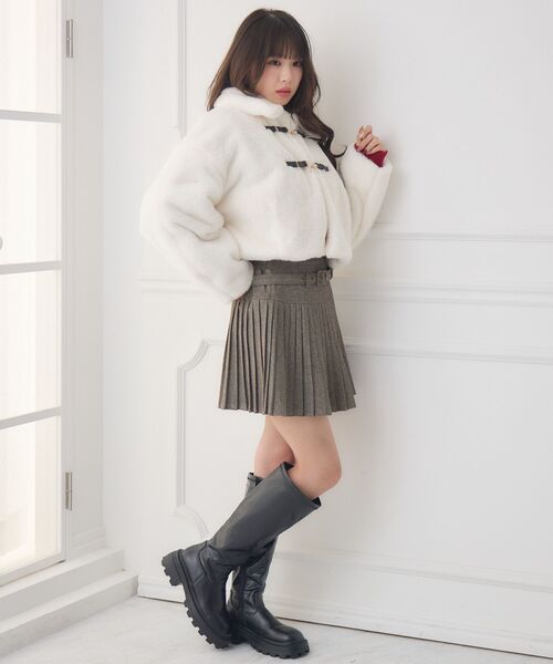 ems excite（エムズエキサイト）の「FファーリボンバックルJK（その他アウター・レディース・チャコールグレー/ナチュラル/ベージュ・FREE）」の12枚目の写真