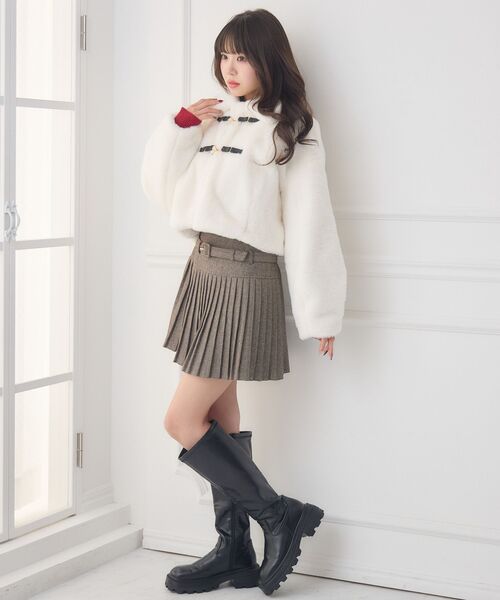 ems excite（エムズエキサイト）の「FファーリボンバックルJK（その他アウター・レディース・チャコールグレー/ナチュラル/ベージュ・FREE）」の14枚目の写真