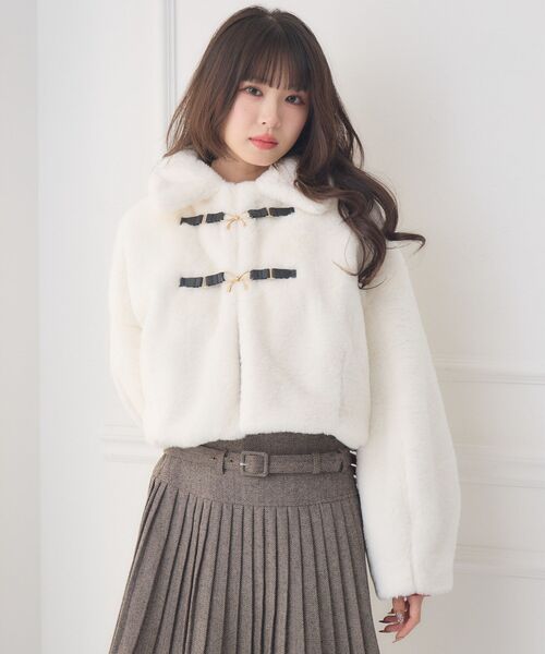 ems excite（エムズエキサイト）の「FファーリボンバックルJK（その他アウター・レディース・チャコールグレー/ナチュラル/ベージュ・FREE）」の15枚目の写真