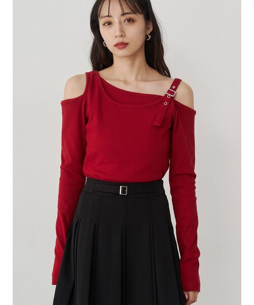 MURUA(ムルーア)の「アシメデザインベルトトップス(ニット/セーター・レディース・ブラック/ホワイト/レッド/その他1・FREE)」の3枚目の写真