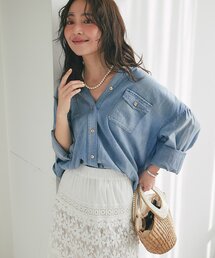 La boutique BonBon | 【RISA監修・今すぐお届け！】シアーデニム3WAYシャツ(シャツ/ブラウス)