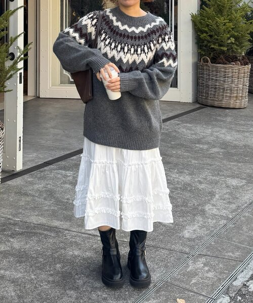 DISCOAT（ディスコート）の「【umm.】ティアードミドルスカート（スカート・レディース・ブラック/ネイビー/オフホワイト・FREE）」の10枚目の写真