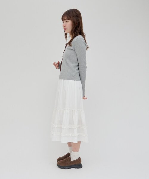 DISCOAT（ディスコート）の「【umm.】ティアードミドルスカート（スカート・レディース・ブラック/ネイビー/オフホワイト・FREE）」の14枚目の写真