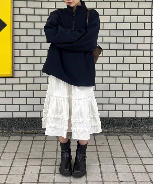 DISCOAT（ディスコート）の「【umm.】ティアードミドルスカート（スカート・レディース・ブラック/ネイビー/オフホワイト・FREE）」の17枚目の写真