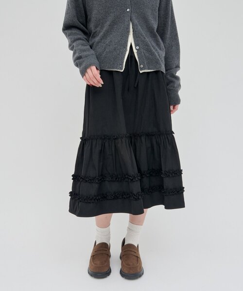 DISCOAT（ディスコート）の「【umm.】ティアードミドルスカート（スカート・レディース・ブラック/ネイビー/オフホワイト・FREE）」の20枚目の写真