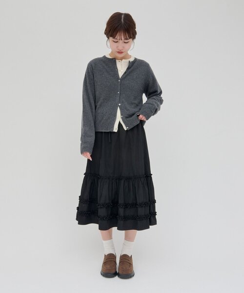 DISCOAT（ディスコート）の「【umm.】ティアードミドルスカート（スカート・レディース・ブラック/ネイビー/オフホワイト・FREE）」の21枚目の写真