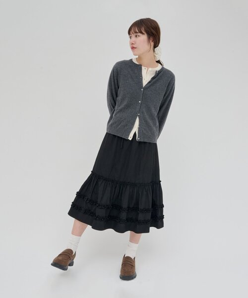 DISCOAT（ディスコート）の「【umm.】ティアードミドルスカート（スカート・レディース・ブラック/ネイビー/オフホワイト・FREE）」の22枚目の写真