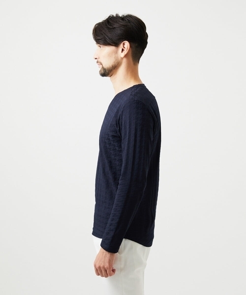 MICHEL KLEIN HOMME   （ミッシェルクランオム）の「チドリ柄Vネックカットソー（Tシャツ/カットソー・メンズ・ホワイト/ネイビー/ダークグレー・MEDIUM/LARGE/X-LARGE）」の5枚目の写真