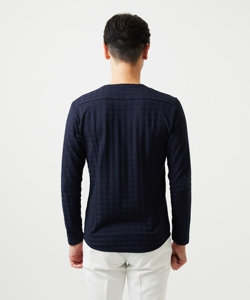 MICHEL KLEIN HOMME   （ミッシェルクランオム）の「チドリ柄Vネックカットソー（Tシャツ/カットソー・メンズ・ホワイト/ネイビー/ダークグレー・MEDIUM/LARGE/X-LARGE）」の6枚目の写真