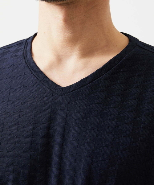 MICHEL KLEIN HOMME   （ミッシェルクランオム）の「チドリ柄Vネックカットソー（Tシャツ/カットソー・メンズ・ホワイト/ネイビー/ダークグレー・MEDIUM/LARGE/X-LARGE）」の7枚目の写真