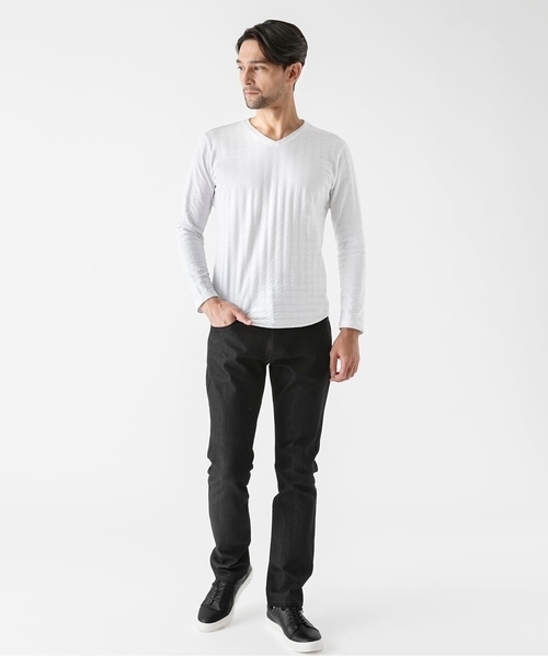 MICHEL KLEIN HOMME   （ミッシェルクランオム）の「チドリ柄Vネックカットソー（Tシャツ/カットソー・メンズ・ホワイト/ネイビー/ダークグレー・MEDIUM/LARGE/X-LARGE）」の11枚目の写真