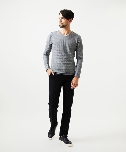 MICHEL KLEIN HOMME   （ミッシェルクランオム）の「チドリ柄Vネックカットソー（Tシャツ/カットソー・メンズ・ホワイト/ネイビー/ダークグレー・MEDIUM/LARGE/X-LARGE）」の13枚目の写真
