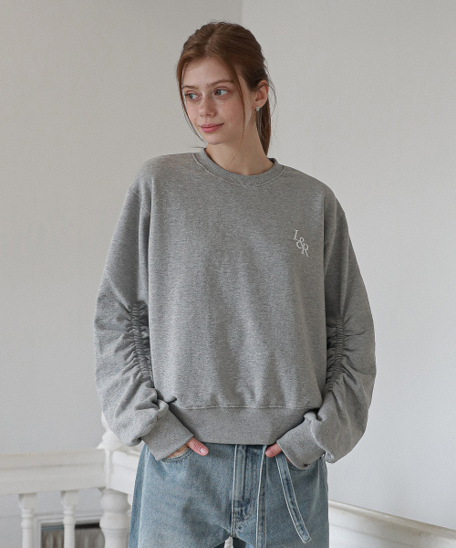LOSSYROW（ロッシロー）の「L&R Logo Shirring sweatshirt Gray（スウェット・レディース・その他・FREE）」の2枚目の写真