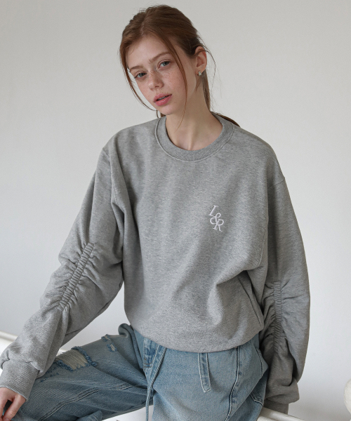 LOSSYROW（ロッシロー）の「L&R Logo Shirring sweatshirt Gray（スウェット・レディース・その他・FREE）」の4枚目の写真