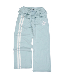 SETUP-EXE（セットアップイーエックスイー）の「FRILL EYELET SWEATPANTS / BABY BLUE（スウェットパンツ）」