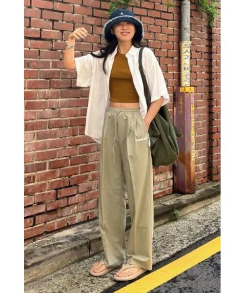 LENGAGEMENT（ランガージュマン）の「ツーピンタックワイドバンディングスラックス [オイルグリーン]（スラックス・レディース・その他・S）」の12枚目の写真
