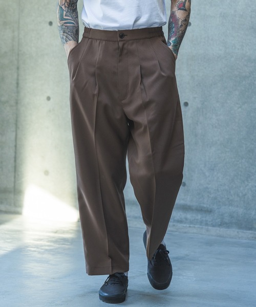 MR.OLIVE(ミスターオリーブ)の「TROPICAL POPLIN / 2TACK WIDE EASY PANTS /M261121(スラックス・メンズ・ブラック/ブラウン・SMALL/MEDIUM/LARGE)」の2枚目の写真