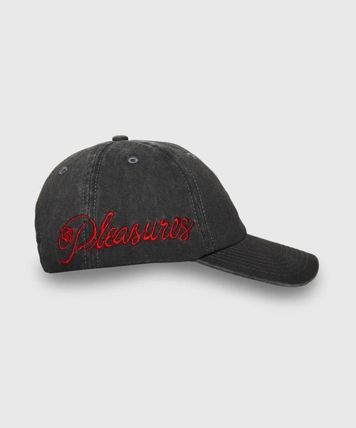 PLEASURES(プレジャー)の「PLEASURES/プレジャーズ SCRAWL POLO CAP ウォッシュ加工 6Pデニムキャップ 2026年春夏(キャップ・メンズ・ブラック・FREE)」の4枚目の写真