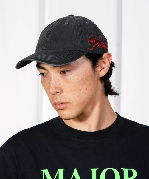 PLEASURES(プレジャー)の「PLEASURES/プレジャーズ SCRAWL POLO CAP ウォッシュ加工 6Pデニムキャップ 2026年春夏(キャップ・メンズ・ブラック・FREE)」の8枚目の写真