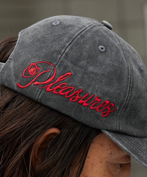 PLEASURES(プレジャー)の「PLEASURES/プレジャーズ SCRAWL POLO CAP ウォッシュ加工 6Pデニムキャップ 2026年春夏(キャップ・メンズ・ブラック・FREE)」の14枚目の写真