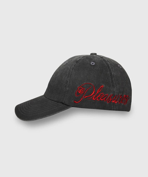 PLEASURES(プレジャー)の「PLEASURES/プレジャーズ SCRAWL POLO CAP ウォッシュ加工 6Pデニムキャップ 2026年春夏(キャップ・メンズ・ブラック・FREE)」の3枚目の写真