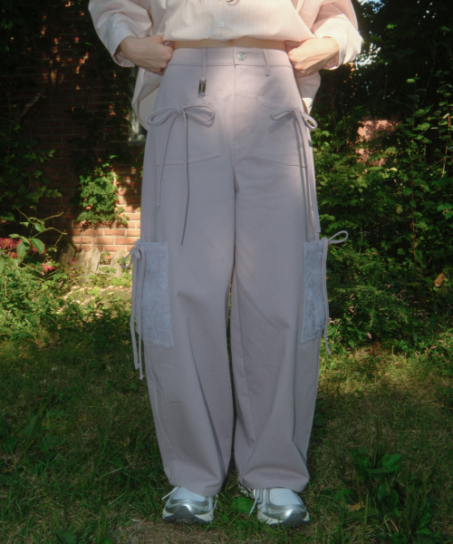 SIWEOL107(シウォル107)の「Ribbon Cotton Pants (Purple)(その他パンツ・レディース・その他・S/M)」の1枚目の写真