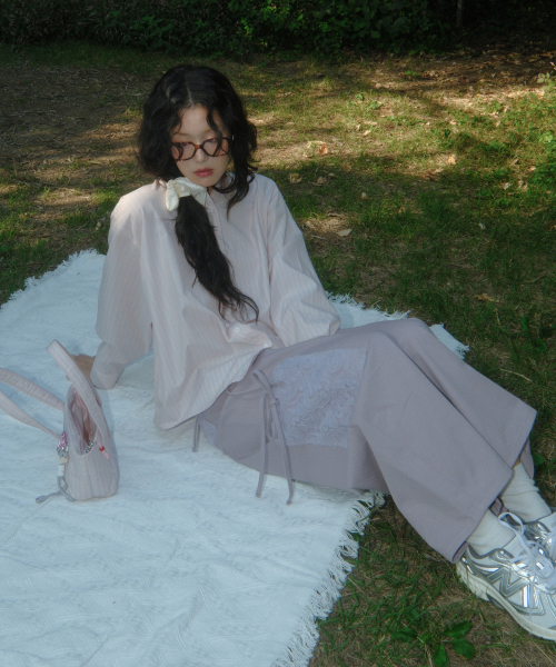 SIWEOL107(シウォル107)の「Ribbon Cotton Pants (Purple)(その他パンツ・レディース・その他・S/M)」の2枚目の写真