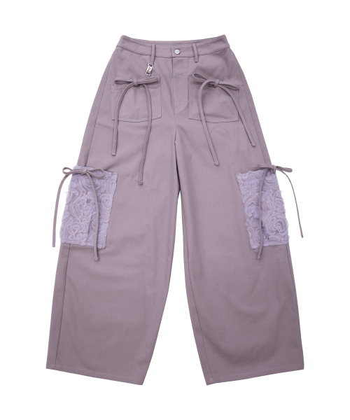 SIWEOL107(シウォル107)の「Ribbon Cotton Pants (Purple)(その他パンツ・レディース・その他・S/M)」の3枚目の写真