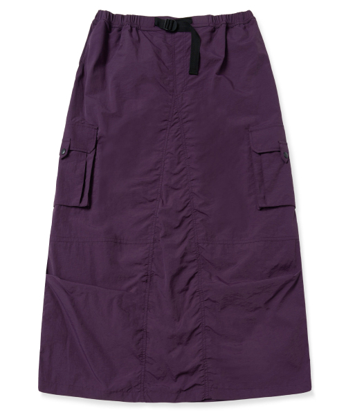 W TAG PUCKERING NYLON SKIRTS - PURPLE