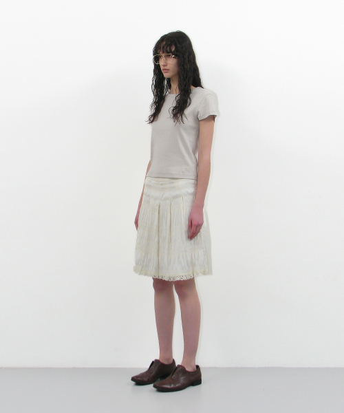 PARTIMENTO WOMEN(パルティメントウィメン)の「レースパンチング90sショートスリーブTシャツ_ベージュ(Tシャツ/カットソー・レディース・その他・ONE SIZE)」の3枚目の写真