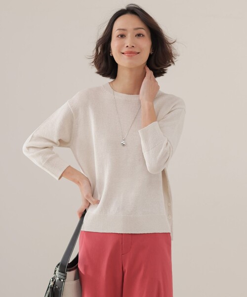 J.PRESS Ladies（J.プレス レディス）の「DRY COMFORT クルーネック ニット（ニット/セーター・レディース・ローズ系/ベージュ系/スカイブルー系/アイボリー系・SMALL）」の2枚目の写真