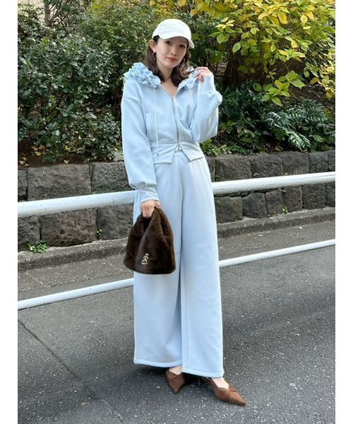 SNIDEL（スナイデル）の「ボンディングロングパンツ（スウェットパンツ・レディース・ライトブルー/グレー/ホワイト・1/0）」の3枚目の写真