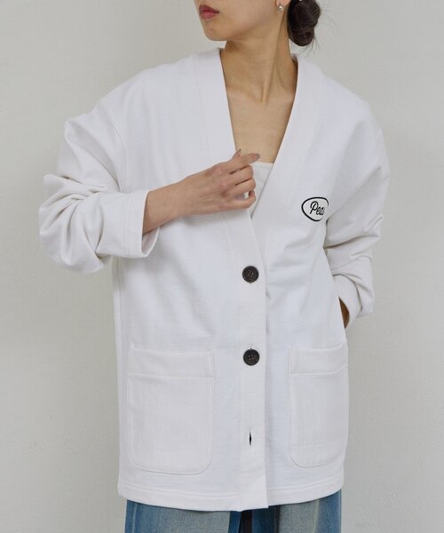 GALLARDAGALANTE（ガリャルダガランテ）の「【PEAS】スウェットカーディガン（カーディガン/ボレロ・レディース・ホワイト/アイボリー・FREE）」の3枚目の写真