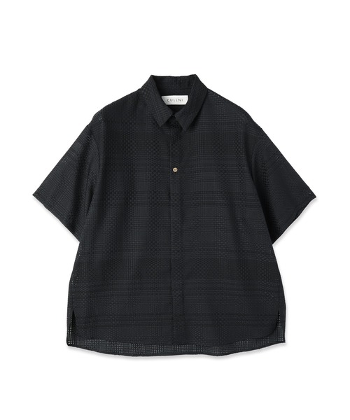 Sheer Tile Check Chin Tab Short Sleeve Shirt（シャツ/ブラウス