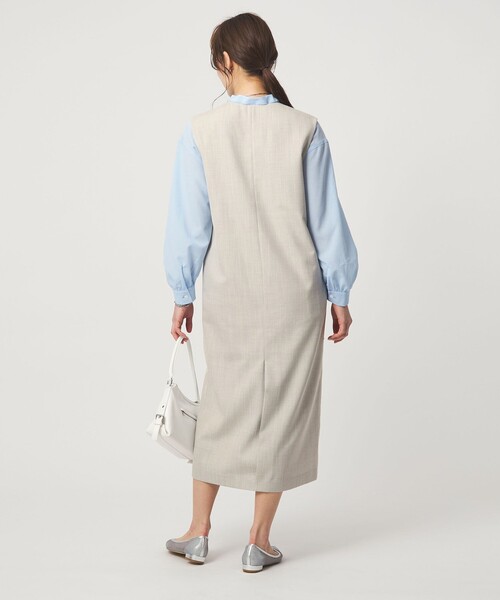 green label relaxing（グリーンレーベルリラクシング）の「［size SHORTあり］リネンライク キーネック ジャンパースカート（ジャンパースカート・レディース・ブラック/ベージュ/ライトグレー・SHORT/FREE）」の12枚目の写真