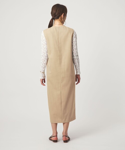 green label relaxing（グリーンレーベルリラクシング）の「［size SHORTあり］リネンライク キーネック ジャンパースカート（ジャンパースカート・レディース・ブラック/ベージュ/ライトグレー・SHORT/FREE）」の16枚目の写真