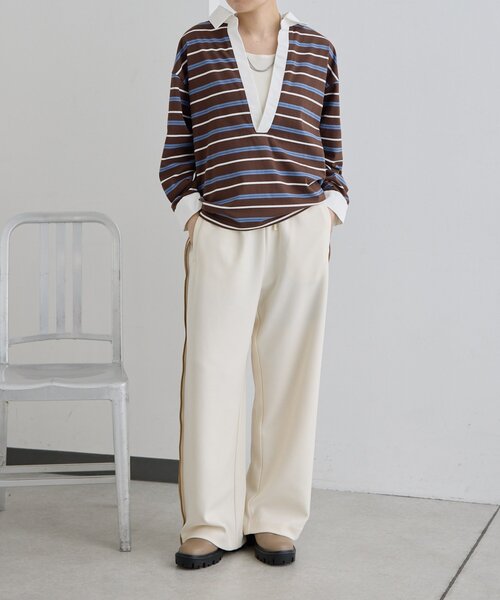 ear PAPILLONNER(イアパピヨネ)の「ダブルラインパンツ【SUM1 STYLE】(その他パンツ・レディース・アイボリー/ブラック・FREE)」の11枚目の写真