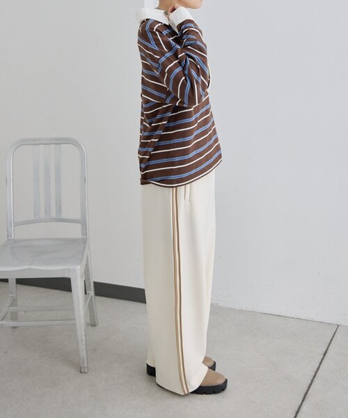 ear PAPILLONNER(イアパピヨネ)の「ダブルラインパンツ【SUM1 STYLE】(その他パンツ・レディース・アイボリー/ブラック・FREE)」の12枚目の写真