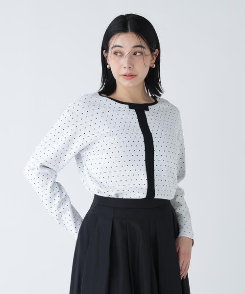 NAVYNAVY(ネイビーネイビー)の「【好きを着て気分が上がる】前後で着られるドットジャガードニット(ニット/セーター・レディース・ホワイト系その他/ブラック系その他・FREE)」の2枚目の写真